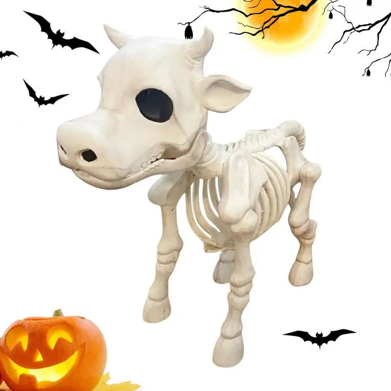 

Halloween Cow Skeleton Realistic Cow Skull Skeleton Decor Tricky Statue Graveyard Prop Halloween Decoration for Haunted House