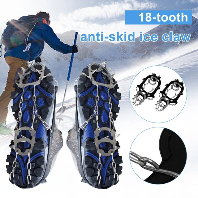 Ice Shoe Grips 18 Teeth Ice Cleats For Kids Foldable Ice Snow Grips For Ice  Fishing