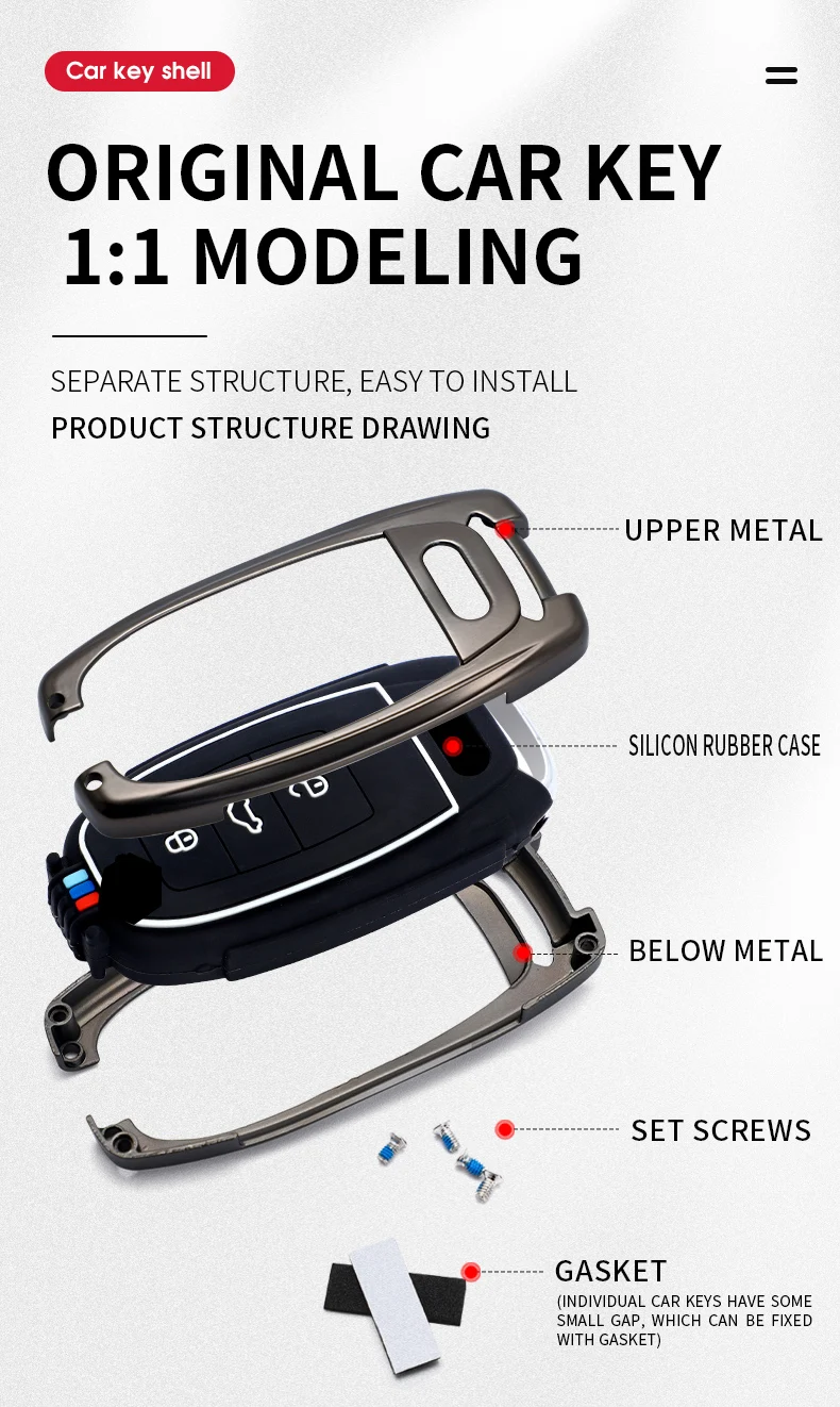 Custodia portachiavi in lega per Audi A1 A3 A6l A4L A8l A5 Q5 Q7 portachiavi Shell accessori Auto intelligenti a distanza - Sf9c3a2d233fa46a9850e8177bd087f87Z