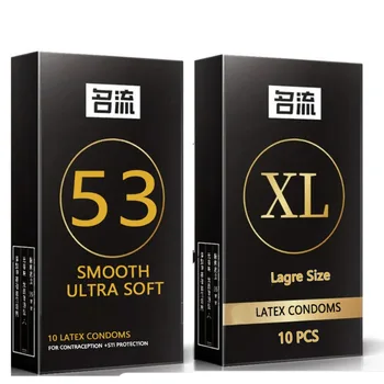 53mm 10PCS/20PCS Jumbo Size Ultra Thin Comfort Fit Latex Condoms Water-Based Lubrication Extended Sex Penetration Anal 1