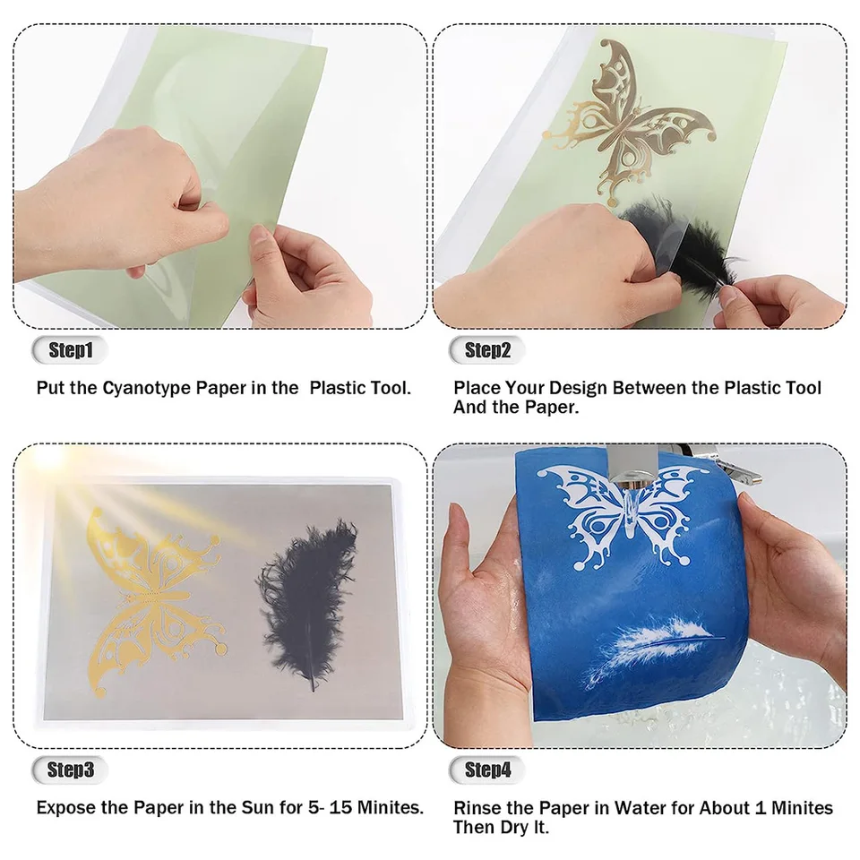 Carta Cianotipica A5 - 42 Fogli Per Stampa Al Sole, Alta Sensibilità | Progetti Artistici Fai Da Te - Foto 2