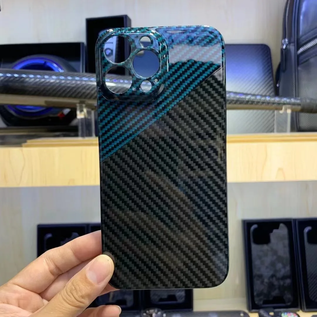 Telefone de Fibra de Carbono Real Puro para Iphone 13 Pro Max Drop-resistant Ultra-fino Iphone 13 Mini Preto Brilhante Capa de Proteção Case de - Image 6