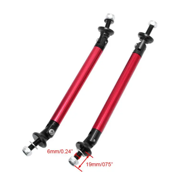 1 Pair Universal Car Auto SUV Front Rear Bumper Lip Splitter Spoiler Strut Rod Tie Support Bars 10cm 15cm 20cm Black Blue Red