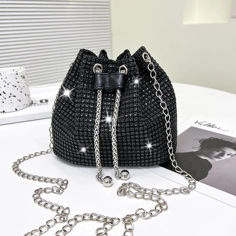 2025New Women's Bag Trendy Fashionable Bag with Diamond Texture Single Shoulder Bag Fashion Chain Bag Crossbody Bucket Bag