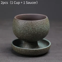Elegant Ceramic Coffee & Tea Cup Set with Saucers - Stylish Gift (Green)