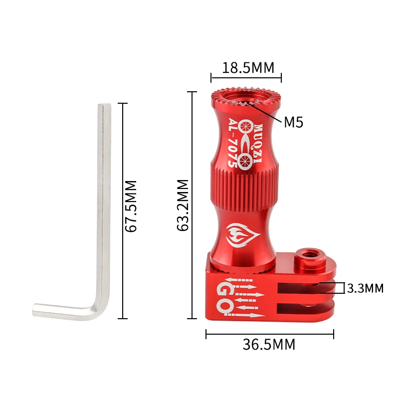 MUQZI 자전거 액션 카메라 마운트 어댑터, MTB 로드 바이크 M5 퀵 릴리스 스포츠 카메라 브래킷