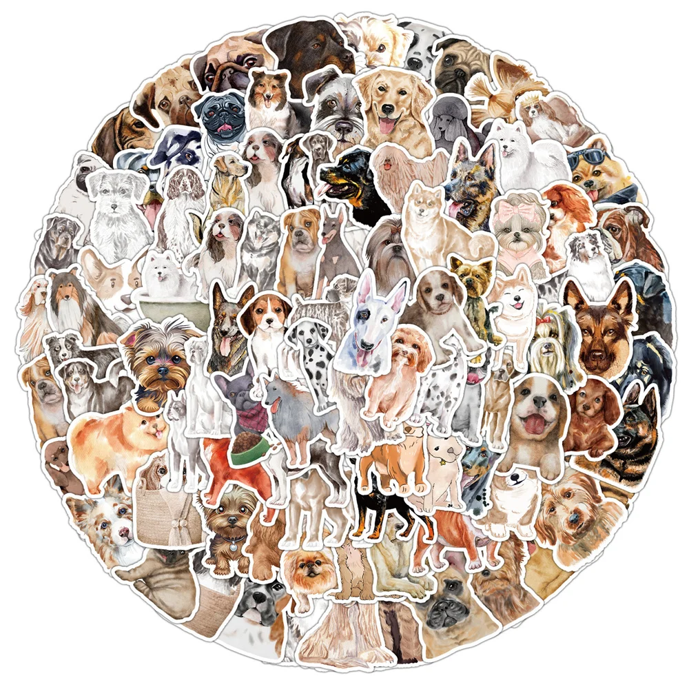

10/30/50PCS Watercolor Cartoon Dog Personality Graffiti Creative Sticker DeskRefrigerator MotorcycleWaterproof Sticker Wholesale