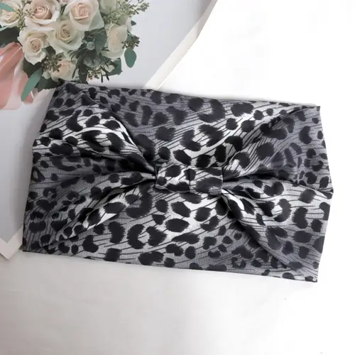 Women Wide -Side Pilates Elastic Hair Bands Yoga Leopard Print Headband Running Cycling Turban Makeup Hair Hoop Makeup Headwrap - Image 8