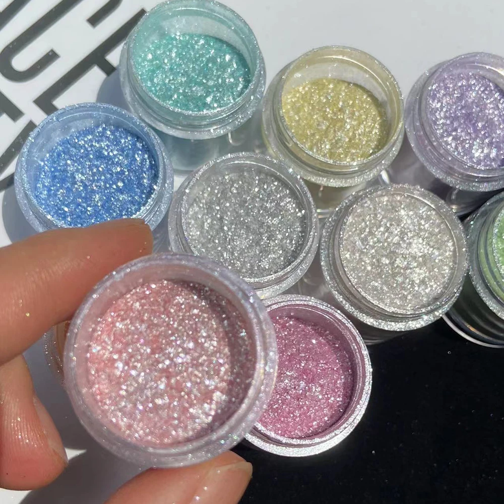10Colors Nail Glitter Powder Rainbow Crystal Diamond Pigment Dust Holographic DIY Manicure Chrome Nails Art Decoration