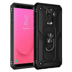 Enhanced Shockproof Armor Case with Magnet Car Holder and Ring Stand - A6 Plus 2018 (Black armor case)