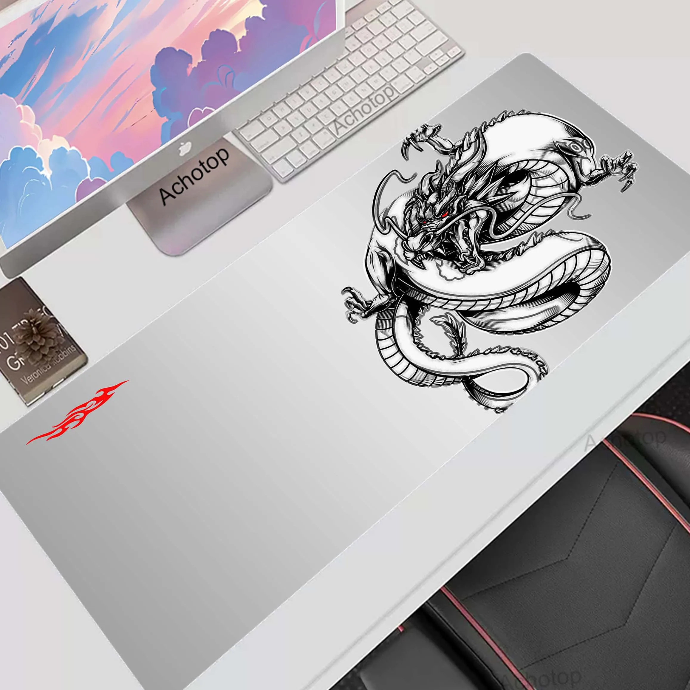 

900x400mm HD Print Dragon Gamer Room Decoration Mouse Pad Mice Keyboards Computer Peripherals Office Mat Pink Desktops Mousepad