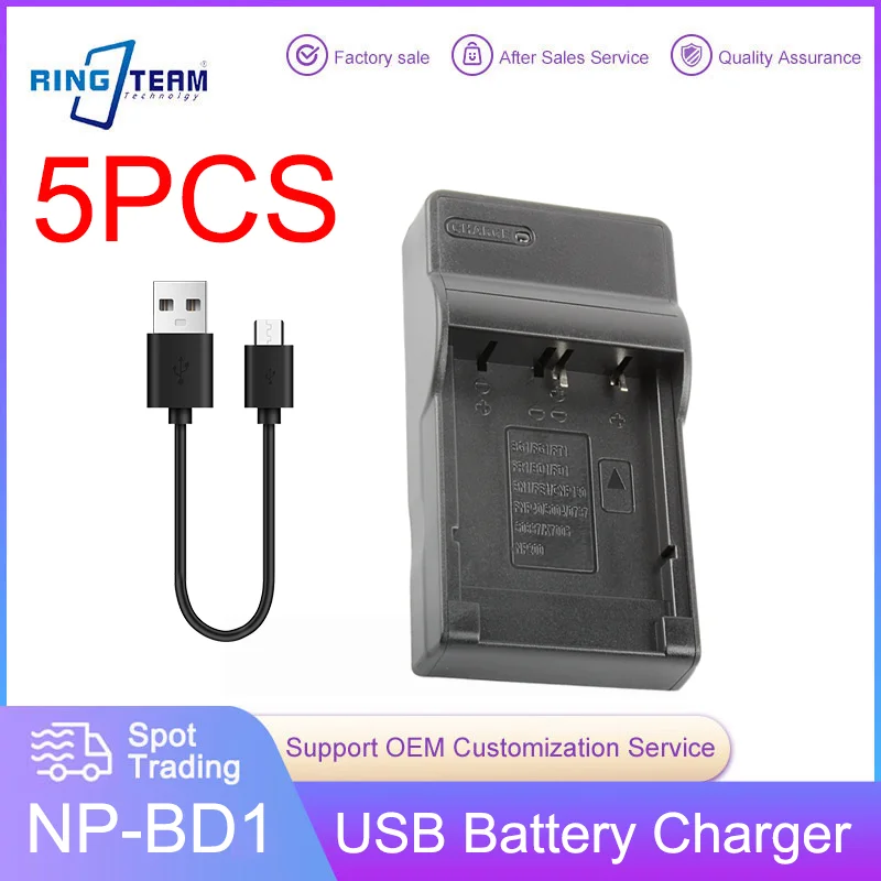 5 Pz Np Fd1 Bd1 Np-Fd1 Np-Bd1 Caricabatteria Usb Per Sony Tx1H Tx1 T900T T900R T900 T700 T500 T300 T200 T90 T77 T75 T70 Fotocamera