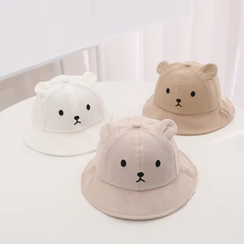 Baby Sun Hat Cute Bear Baby Fisherman Hat New Boys and Girls Outdoor Sunscreen Sun Hat