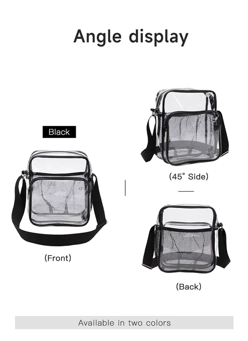 TINYAT Leichte, wasserdichte, transparente PVC-Tasche für Damen mit Netzgurt, Kopfhöreranschluss und Regenschirm, für Handys mit 9,7 Zoll iPad