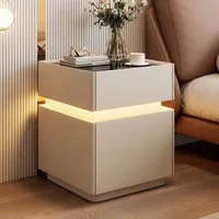 Intelligent Bedside Table with Sensor Light Wooden Bedroom Wireless Charging Nightstand Assembled 3 Drawers Side Storage Cabinet 3