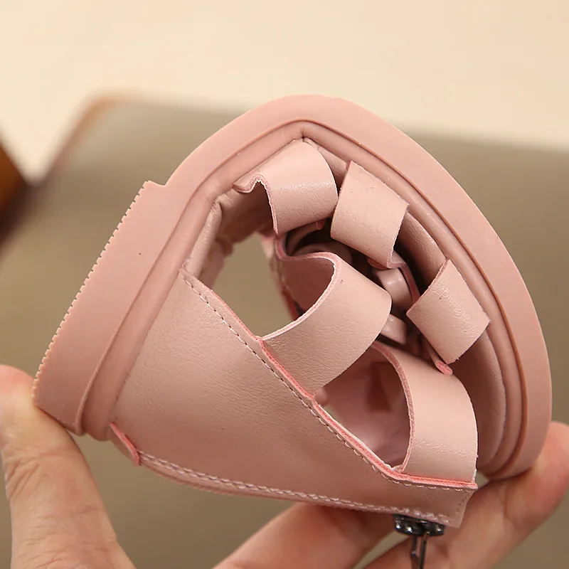 Summer Children Sandals Girl Genuine Leather High help Hollow Out Wrap Toe Fashion Kids Girls Sandals 21 37