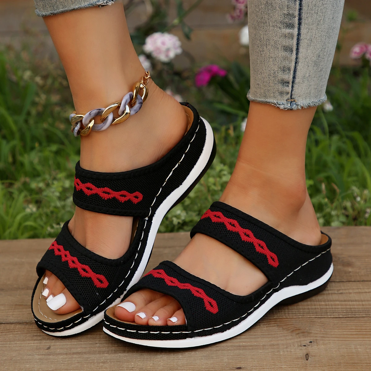 

Shoes for Women 2023 Summer Breathable Mesh Women's Slippers Outdoor Light Slippers Women Casual Slip on Wedges Sandals