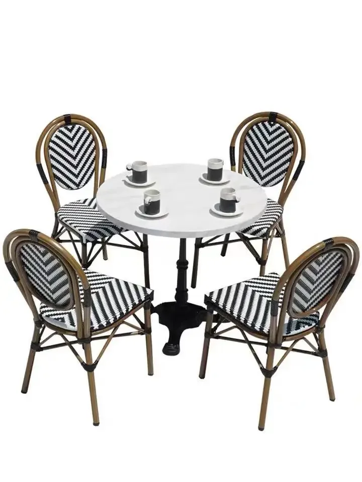 

Customized online celebrity dessert shop milk tea shop marble table outdoor western restaurant coffee shop table and chair negot