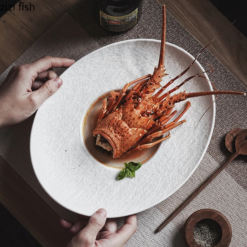Oval Ceramic Fruit Salad Bowl Sashimi Sushi Plate Soup Bowl Home Kitchen Solid Color Cutlery Snack Bread Dessert Dish Soup Basin