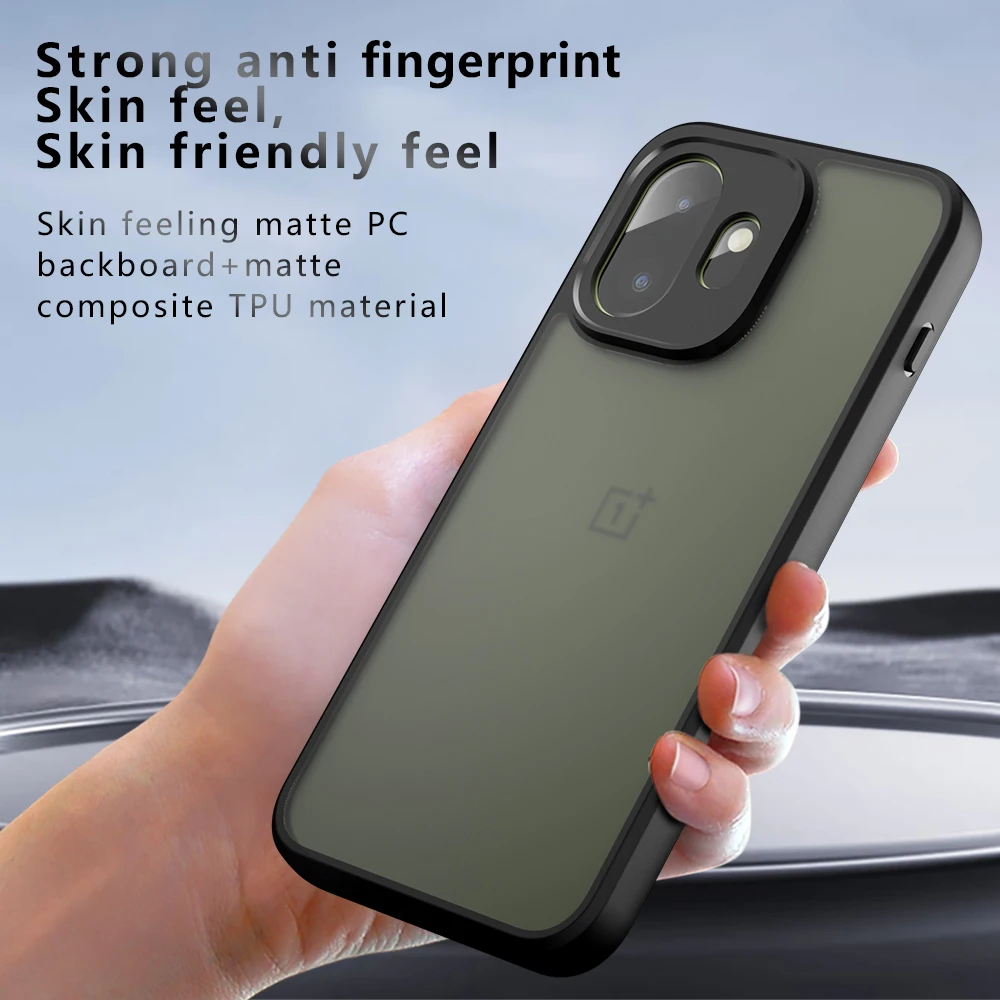 Shockproof Frosted Matte Phone Case with Translucent Hard Plastic and TPU Frame