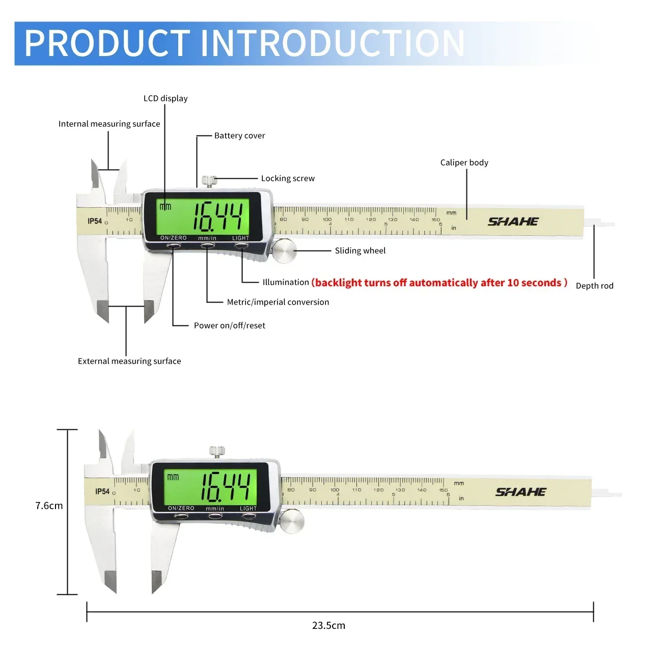 SHAHE Ʈ  Ͼ ̸, η ƿ  ̸,  LCD ġ, ͹   , 150mm, 6 ġ