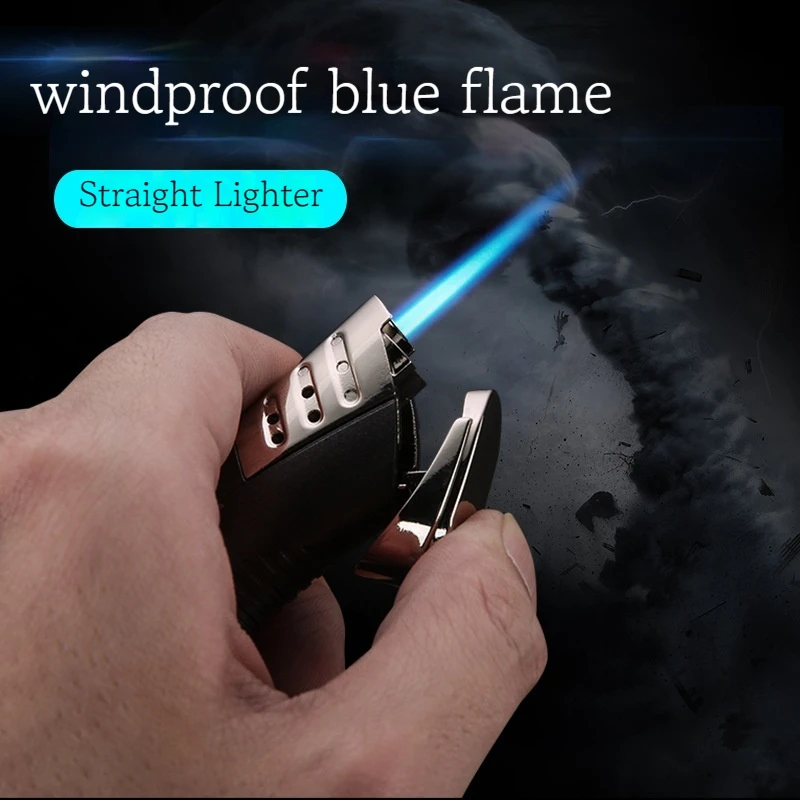 

Metal Windproof High Quality Inflatable Lighter Straight Punch Cigar Igniter Kitchen Outdoor Compact Portable Tool Men's Gife