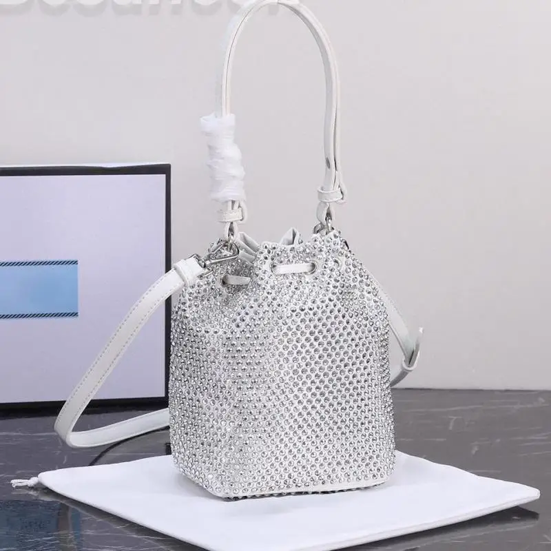 

Luxury Brand Women's Bag With Diamond Embellished Bucket Shaped Shoulder Bag For Evening Wear Banquets, Top-level Noble Handbag