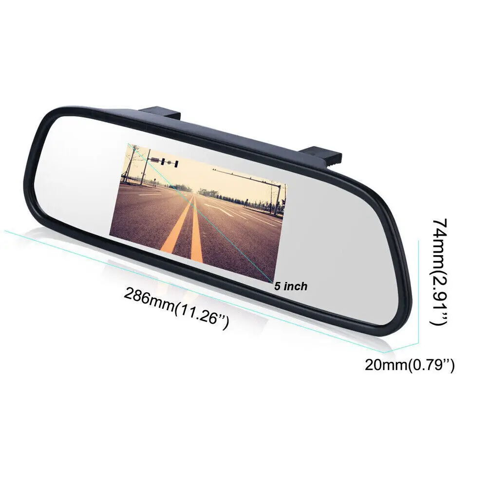 차량 후방 뷰 LCD TFT 미러 모니터 화면, 백업 카메라 주차 후진용, 5 인치