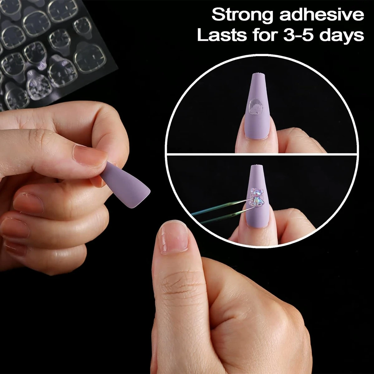 10 to 200 Sheets Nail Adhesive Tabs, Environmentally Waterproof Double-Side Nail Glue Sticker, For False Nails Press On Nails