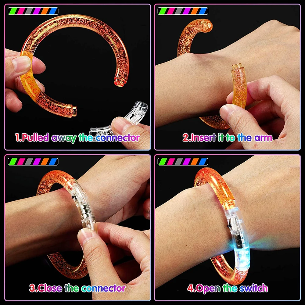 10PCS Flashing LED Party Bracelet Wristband Dance Disco Bangle Light for  Halloween Christmas pulseras luminosas fluorescentes