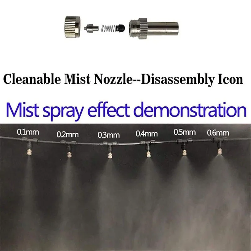 6mm Low Pressure Fine Atomization Nozzles 0.1~0.6mm Brass Misting Sprayers Irrigation Disinfection Cooling Fog Nozzles misting nozzles spray nozzle garden spray nozzle atomizing sprayer