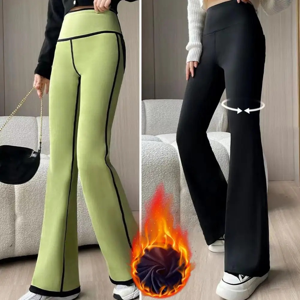 

Women Pants High Waist Thermal Fleece Flared Pants for Women Winter Warm Velvet Sports Pants Resistant Slimmer Leggings Flared