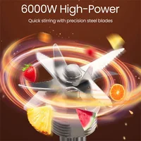 Blender haute vitesse 2-en-1 6000W, capacité 2,5L, réglage 9 vitesses, broyage de glace et extraction de jus, robot culinaire multifonction 3