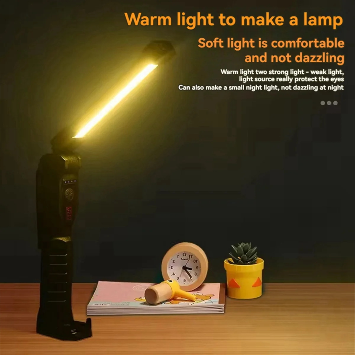 BAAU USB Rechargeable LED Work Light COB Lantern with Power Capacity Indicator Handled Flashlight for Outdoor Car Repair