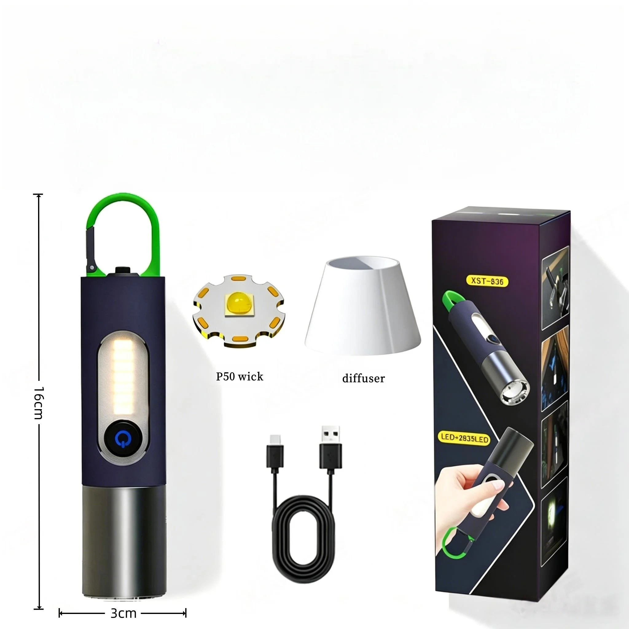 슈퍼 브라이트 XHP50 손전등 줌 포커스 알루미늄 헤드 18650 USB 충전 IPX4 방수 사이드 램프 야외용 핸드 토치