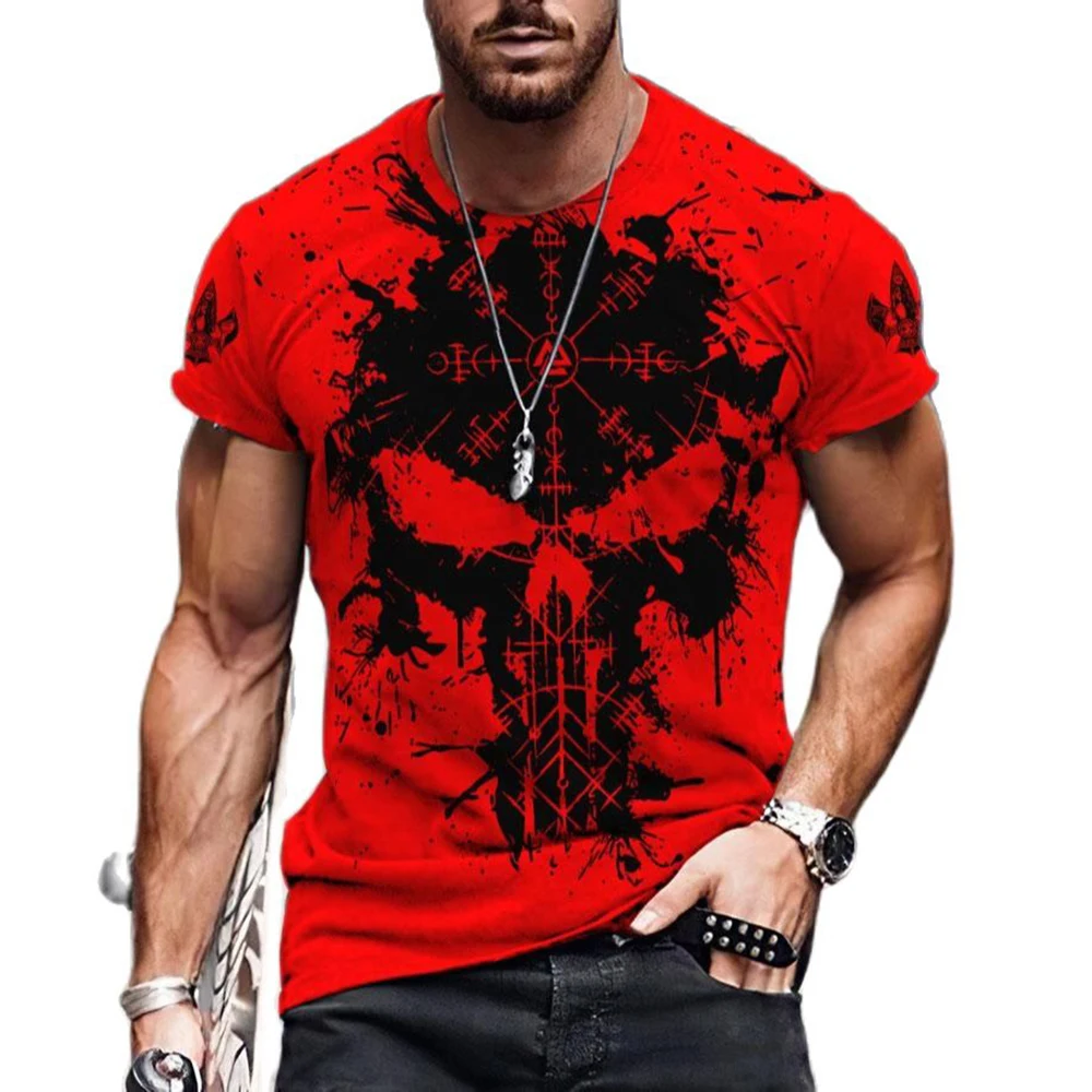 

T-shirt with 3D Cuervo Tattoo Print, Summer Casual Round Neck Short Sleeved T-shirt, Unisex Street T-shirt, Fashionable Trend