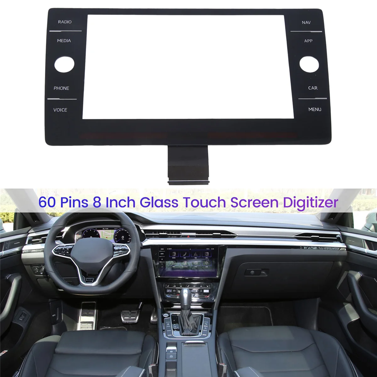 Digitalizzatore Touch Screen In Vetro Da 8 Pollici A 60 Pin Per Vw Mk7 Golf 7 7.5 Passat B8 Polo Mk6 Radio Muslimah