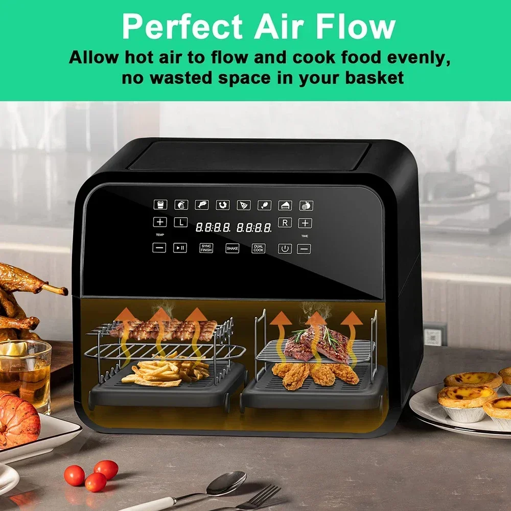 Kitchen Grill Air Fryer Rack for Ninja Dual Air Fryer with Barbecue Sticks for Double Basket Fryers Oven Microwave Baking air fryer rack