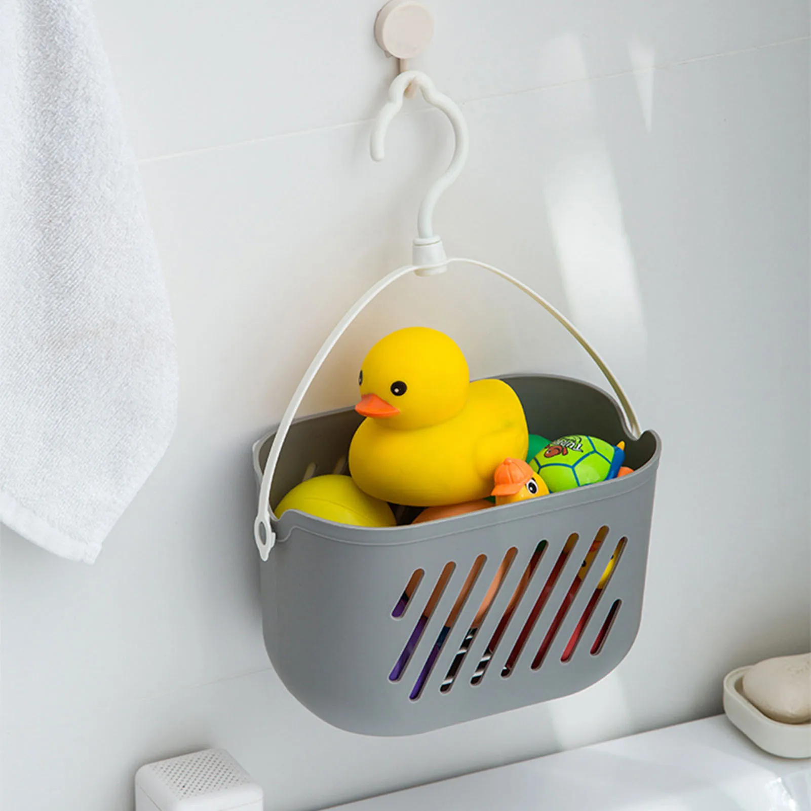Plastic Hanging Shower Toiletry Bath Kitchen Baskets Tub Corner Organizer Dorm Tote Hooks Rack Hangable Storage Basket with Hook 3
