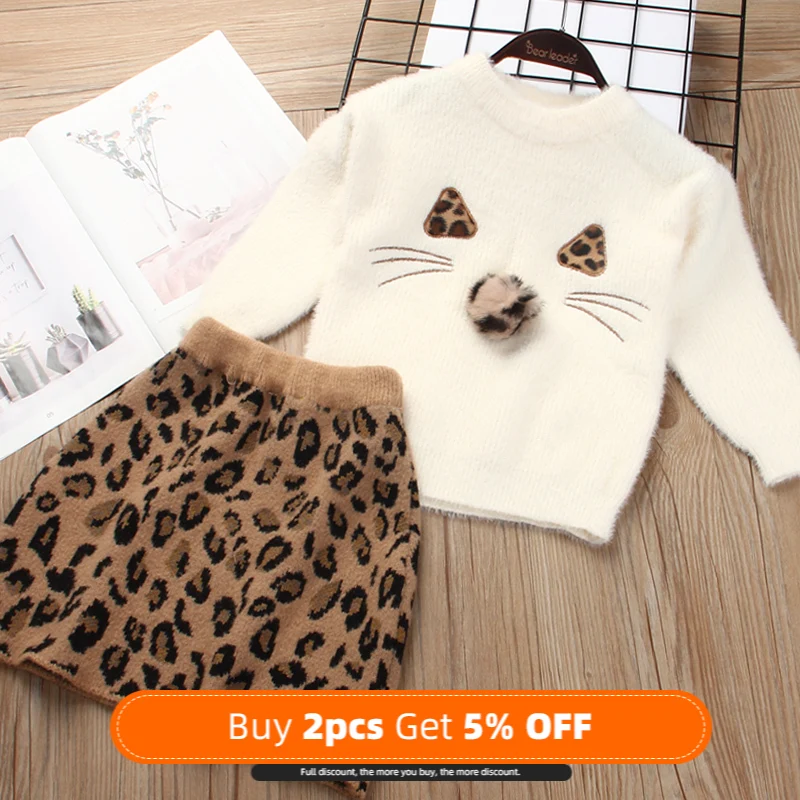 Girls Dress New New Princess Dresses Autumn Winter Christmas Sweater and A-Line Dress for Girl Kid Cute Children Clothing