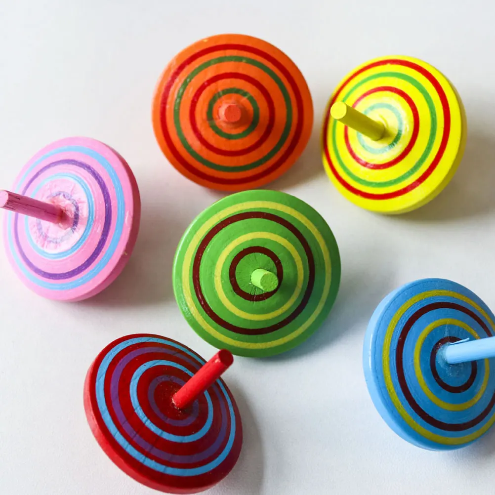 10/20pcs Wooden Spinning Tops Classical Painted Peg-Top Gyro Toys Desktop Educational Toys For Children Kids Gift