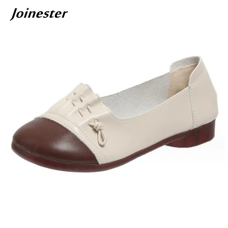

Retro Round Toe Soft Mom Shoe Flat Heeled Autumn Slip on Loafers for Ladies Casual Driving Flats