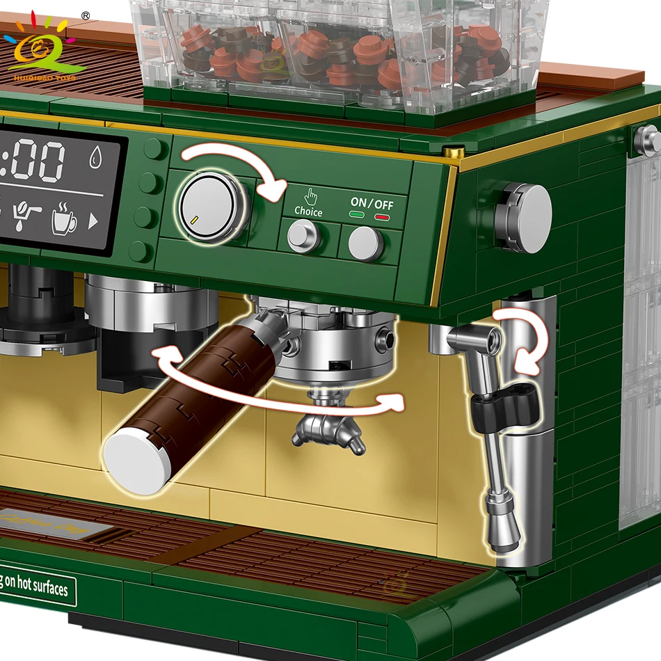 HUIQIBAO 928PCS MOC Coffee Machine Model Micro Building
