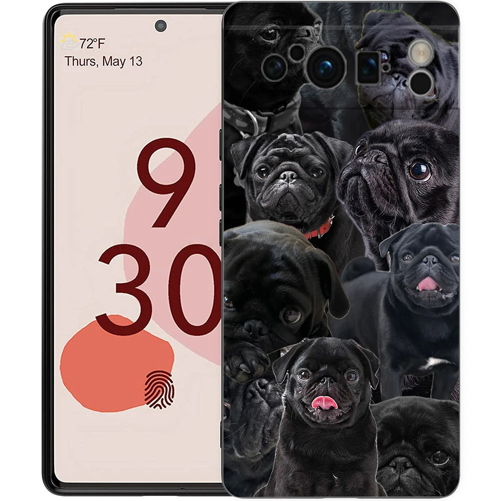 Black Pug Close-Up Soft TPU Phone Case