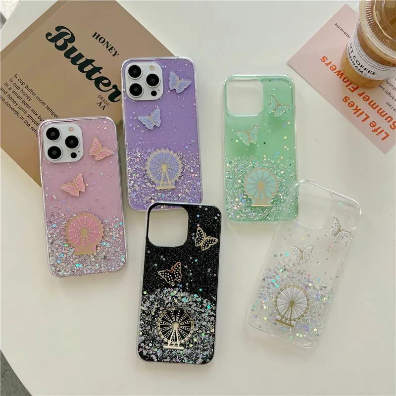 Glitzer Riesenrad Schmetterling Smartphone-Handyhüllen für Samsung Galaxy s23 Hülle für Samsung Note 20 Ultra s22_voghion.com