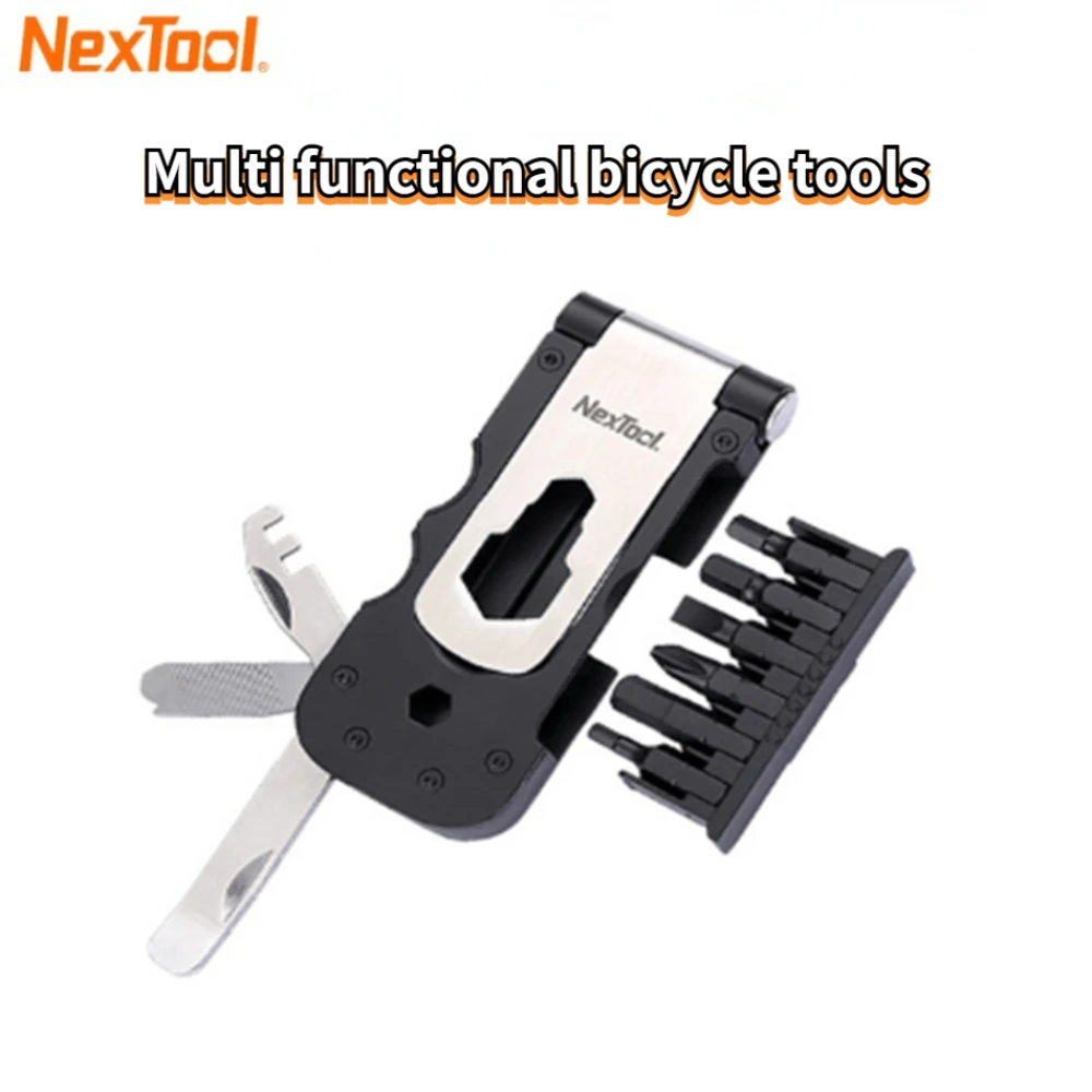 NEXTOOL 14 -in -1 Multi-functional EDC Bicycle Tool Mini Pocket Bike Kit Delicate Portable Magnetic Suction Batch Set tools 2m delicate multipurpose measure tape steel tape with keychain small soft steel ruler portable mini square keychain tape measure