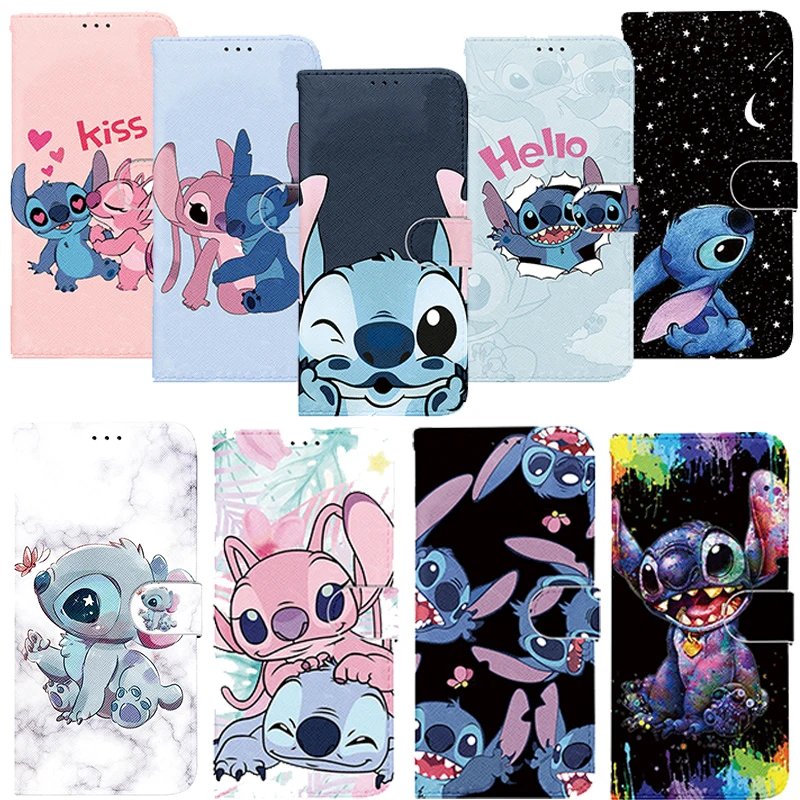 Stitch The Baby Disney Leather Flip Wallet Case For iPhone 13 14 11 12 Pro Max 7 8 6s 6 Plus