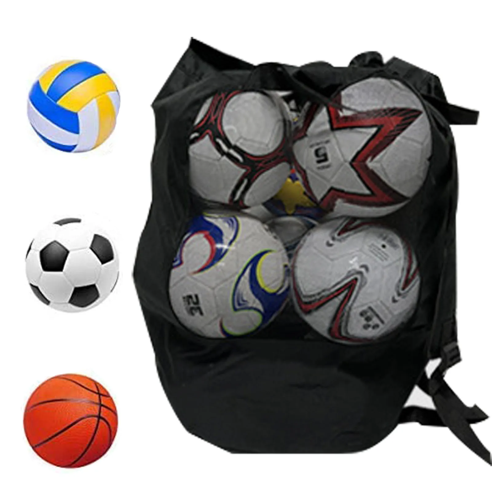 Outdoor Soccer Bag Large Capacity Basketball Volleyball Carrying Sack Waterproof Adjustable Heavy Duty Ball Polyester Mesh