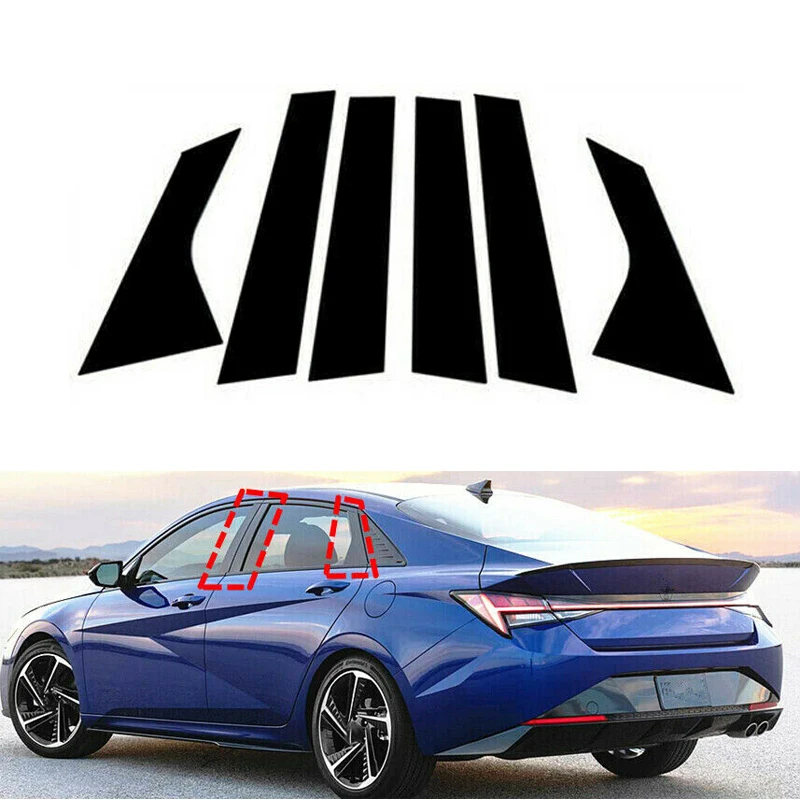 6Pcs Car Window Pillar Posts Door Trims Cover Stickers Glossy Black Accessories for Hyundai Elantra/Avante car stickers car window stickers car door moulding trim window door cover trim car window trim stickers car window trim