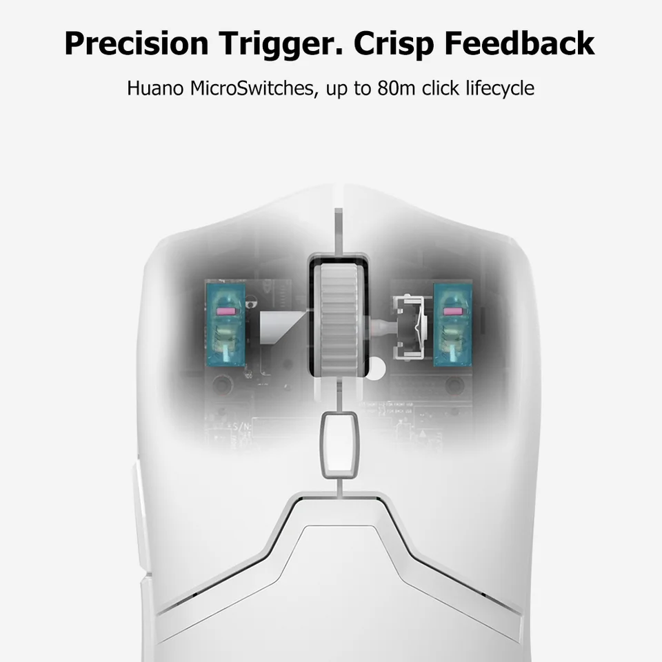 Delux M800 RGB PAW3395 White Wireless Gaming Mouse Wired